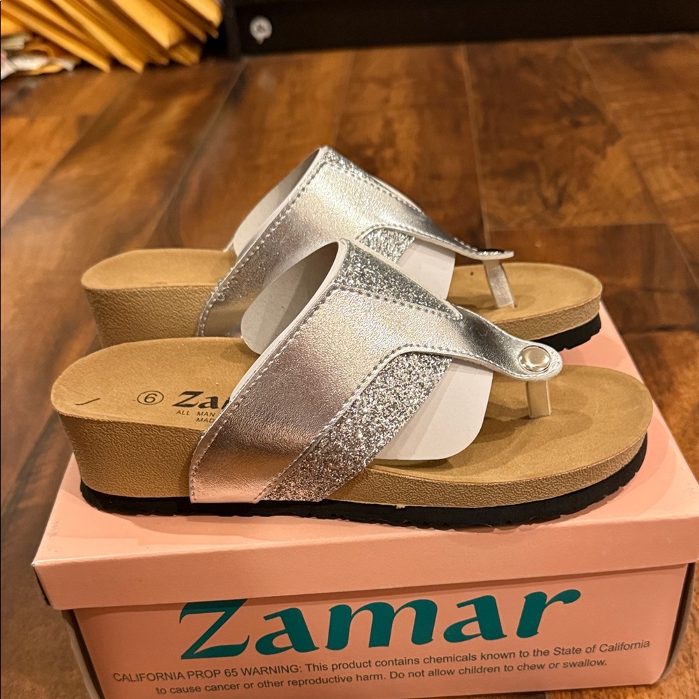Brand New Women's Stylish Silver Sandals - Picture 2 of 7